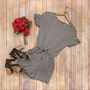 Boutique classic black and white stripe tie romper size small